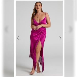 Showpo Rholie Plunge Fringe Wrap Dress